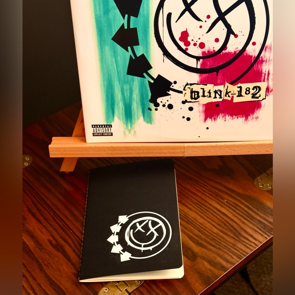 Blink-182  Black Notebook - stitched spine with One More Time logo on fromt